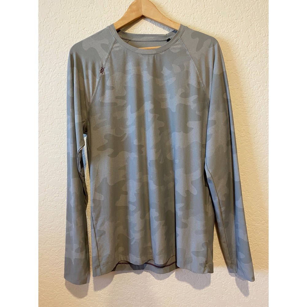 Rhone Gray Camo Base Layer Shirt Sz M Stretch Performance Training Gym Gorpcore